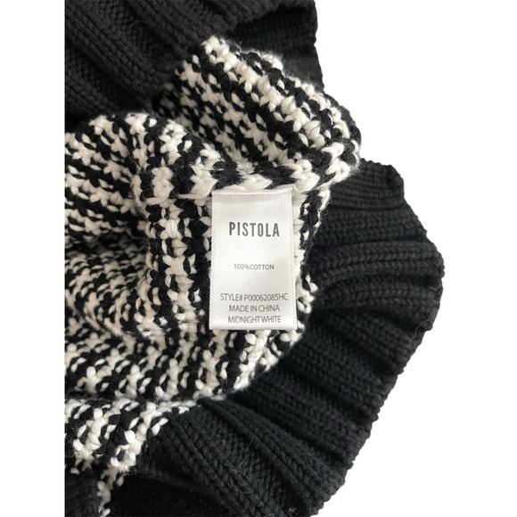 NWT $158 Evereve Pistola Adina Black White Stripe Knit Cotton Sweater Sz SMALL - Picture 13 of 16